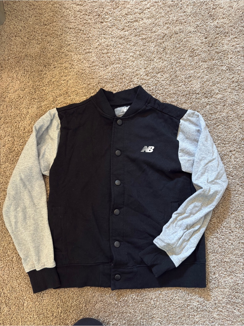 New Balance Boys Black lightweight Jacket with Grey Sleeves